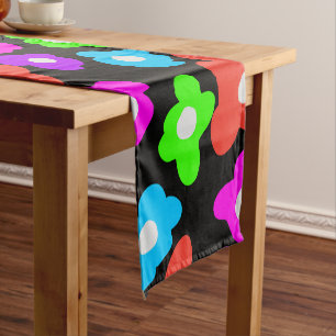 Retro Black Rainbow Stolz Blume Muster Kurzer Tischläufer