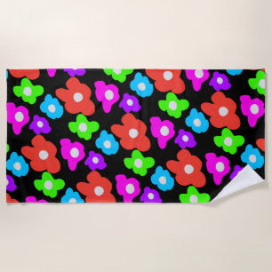 Retro Black Rainbow Stolz Blume Muster Strandtuch