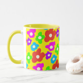 Retro Black Rainbow Stolz Blume Muster Tasse