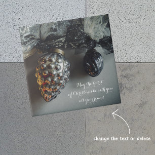 Retro Black Silver Weihnachtsschmuck mit Ribbon Fliese