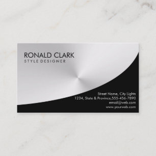 Retro Black Steel Silver Metal Financial Services Visitenkarte