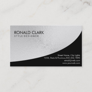 Retro Black Steel Silver Metal Financial Services Visitenkarte
