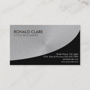 Retro Black Steel Silver Metal Financial Services Visitenkarte