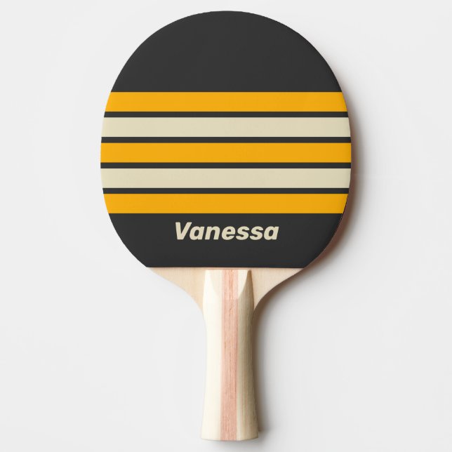 Retro Black Sun Across Striping with Name Tischtennis Schläger (Vorderseite)
