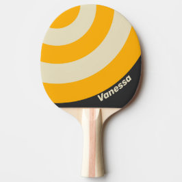 Retro Black Sun Circle Stripe with Name Tischtennis Schläger