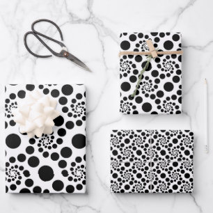 Retro Black Swirl Dot Pattern Thema Geschenkpapier Set