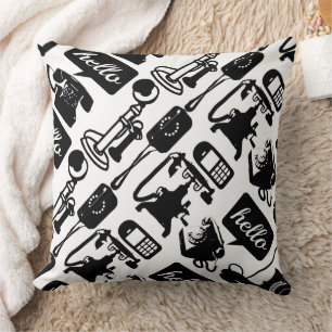 Retro Black Telefone Muster Kissen