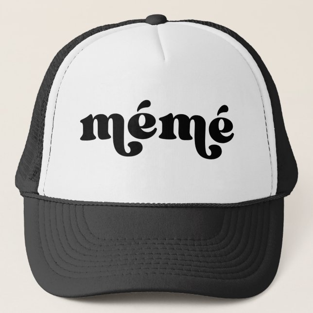Retro Black und White Oma Französisch mémé Truckerkappe (Vorderseite)