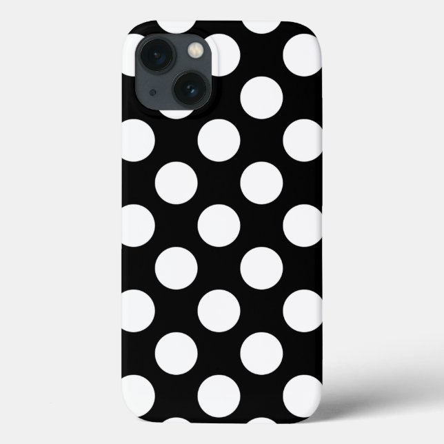 Retro Black und White Polka Dot Case-Mate iPhone Hülle (Rückseite)