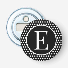 Retro Black & White Initial Letter Polka Dots Flaschenöffner