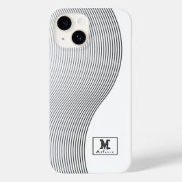 Retro black white lines Abstract minimal Monogram Case-Mate iPhone 14 Hülle