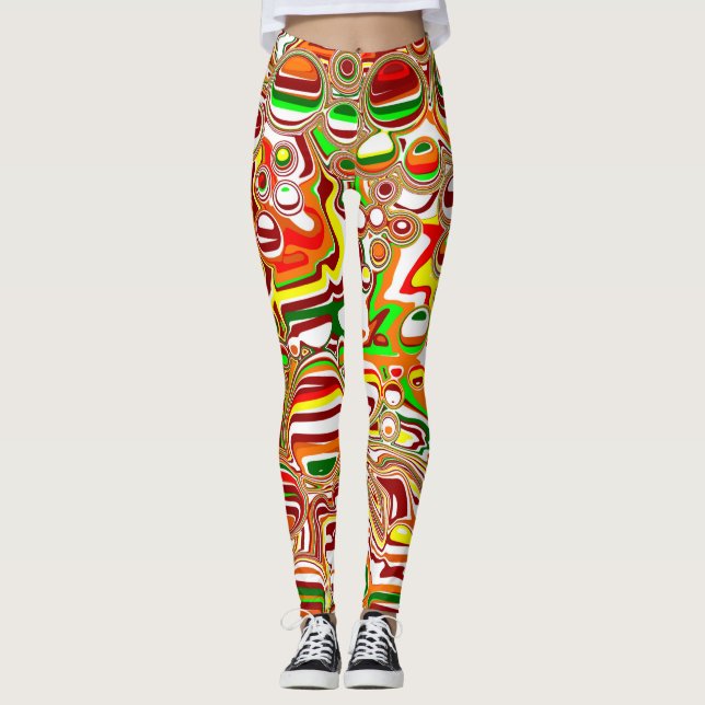 Retro-Blasen Digitale Kunst Leggings (Vorderseite)