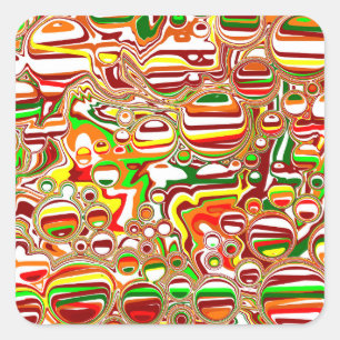 Retro-Blasen Digitale Kunst Quadratischer Aufkleber