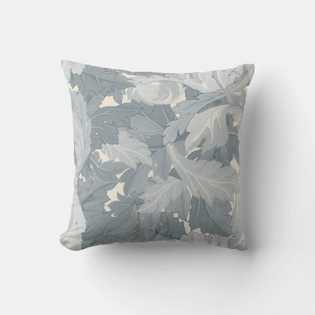 Retro-Blätter für Ornamente, grau, floral Kissen (Vorderseite)