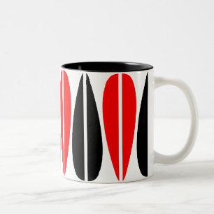 Retro-Blätter - Rot und Schwarz Zweifarbige Tasse