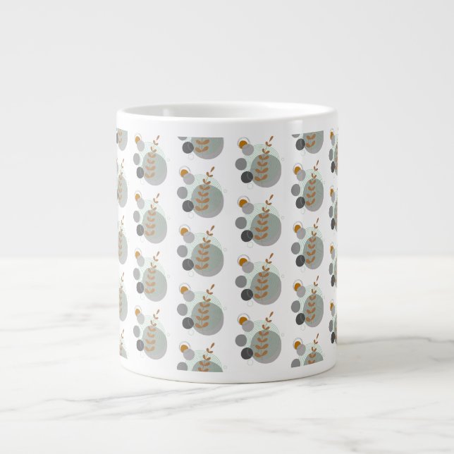 Retro-Blattmuster Jumbo-Tasse (Vorderseite)