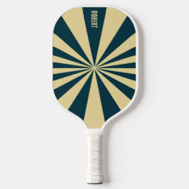 Retro Blau &Beige Streifen  Skript Minimalistische Pickleball Schläger