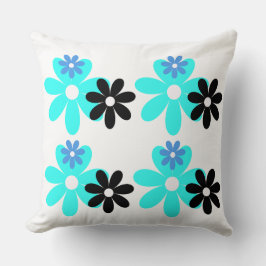Retro Blau Blüten-Duo-Kissen Kissen