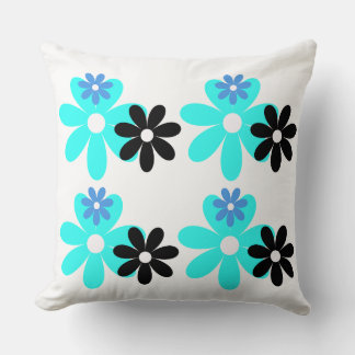 Retro Blau Blüten-Duo-Kissen Kissen