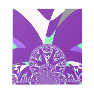Retro Blau Cyan Kaleidoskop Kunst Druck Notizblock