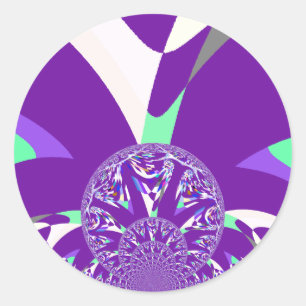 Retro Blau Cyan Kaleidoskop Kunst Druck Runder Aufkleber