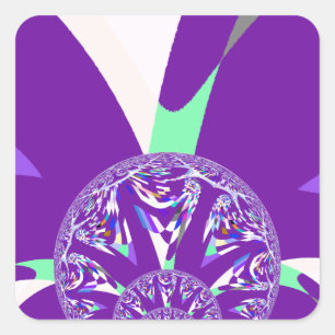 Retro Blau Cyan Kaleidoskop Kunstposter Quadratischer Aufkleber
