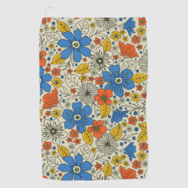 Retro Blau, Gelb und Orangen Golfhandtuch