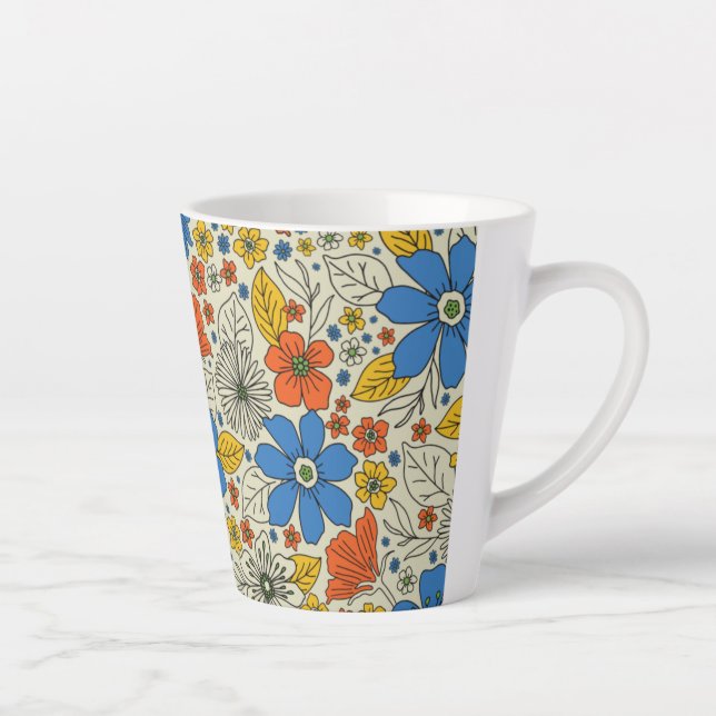 Retro Blau, Gelb und Orangen Milchtasse (Rechts)