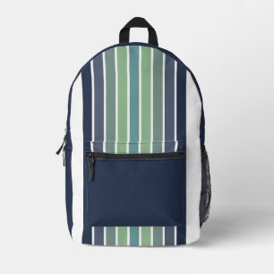 Retro Blau & Grün Surfbrett Streifen Bedruckter Rucksack