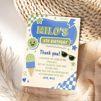 Retro Blau Grüner Jungen Geburtstag Einladung