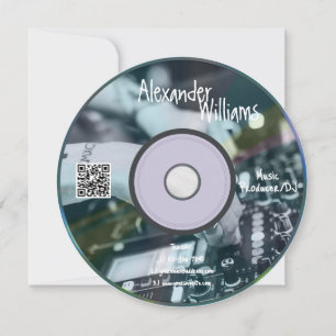 Retro-Blau-Musikproduzent-CD-DJ-Geschäftskarte Einladung