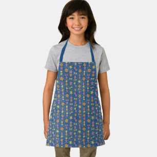 Retro Blau Patchwork Blumen Kinder Schürze