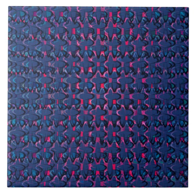Retro blau-rosa Muster Fliese (Vorderseite)