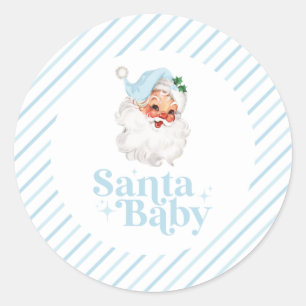 Retro Blau Santa Baby Weihnachts-Baby-Party Runder Aufkleber