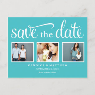 RETRO BLAU SAVE THE DATE ANKÜNDIGUNG