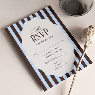 Retro Blau und Braune Hochzeits-RSVP-Karte Traditi Begleitkarte