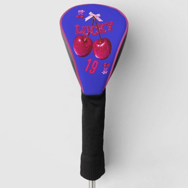 Retro Blau und Cherry Pop Bold Golf Headcover (Vorderseite)