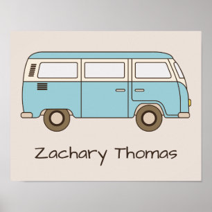 Retro Blau und Creme Van Personalisiert Poster