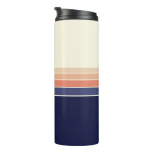 Retro Blau und Pfirsich gestreifter Reisebecher Thermosbecher