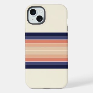 Retro Blau und Pfirsich "Surfboard" Gestreift iPhone 15 Plus Hülle
