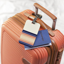 Retro Blau und Pfirsichfarben "Surfboard" gestreif Gepäckanhänger