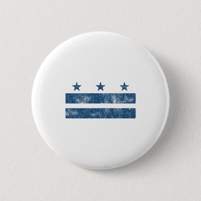 Retro Blau Washington Dc Flagge District Of Columb Button (Vorderseite)