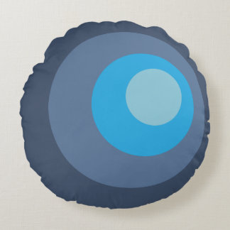 Retro Blaue Kreise Rundes Kissen
