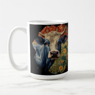Retro Blaue Kuh im Sonnengarten Kaffeetasse