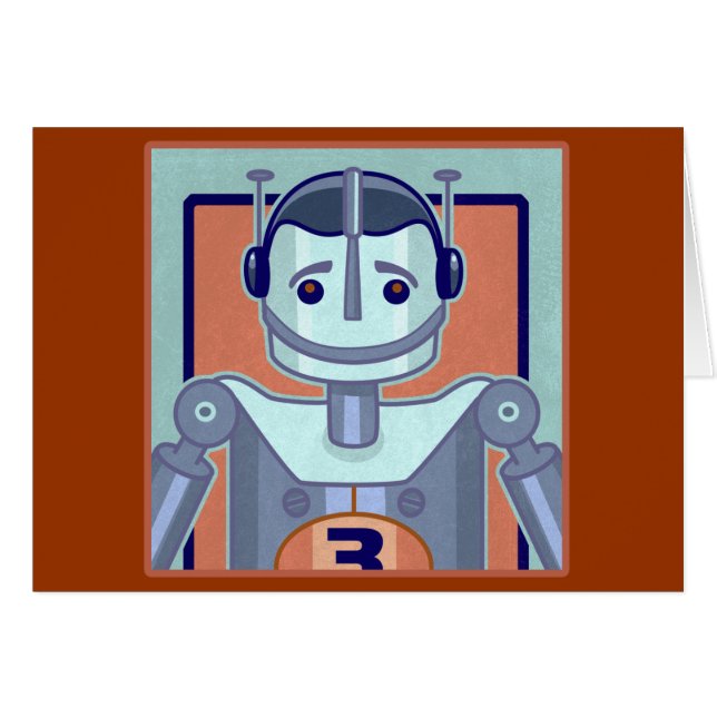 Retro blaue Roboter-Kinder (Vorderseite (Horizontal))