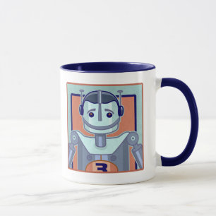 Retro blaue Roboter-Kinder Tasse