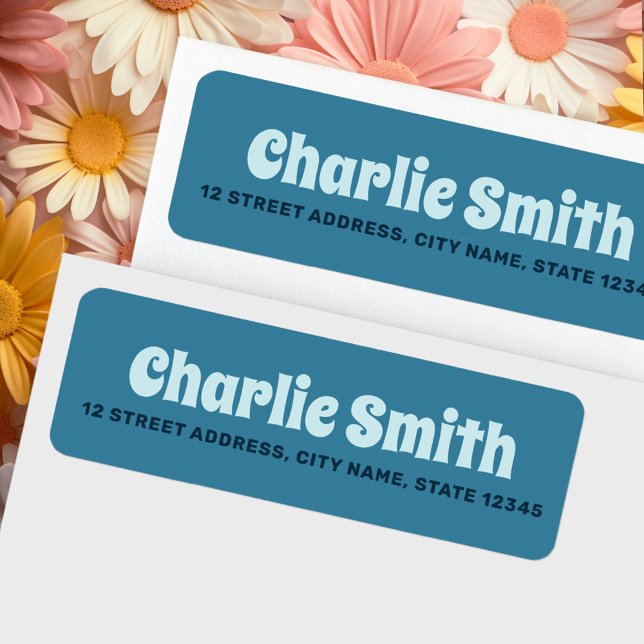 Retro-blaue Rücksendeadresse (Retro blue return address label)