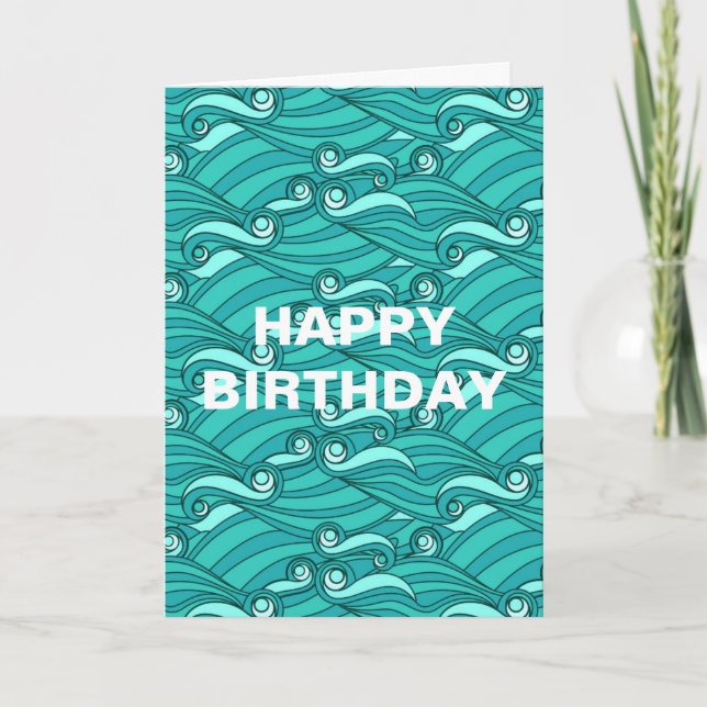 Retro-blaue Wellen doodle surf art Karte (Vorderseite)
