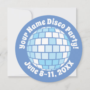 Retro-Blauer Disco-Ball PERSONALISIERT Einladung