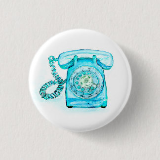 Retro blauer Drehtelefon-Knopf-Button-Türkis Button